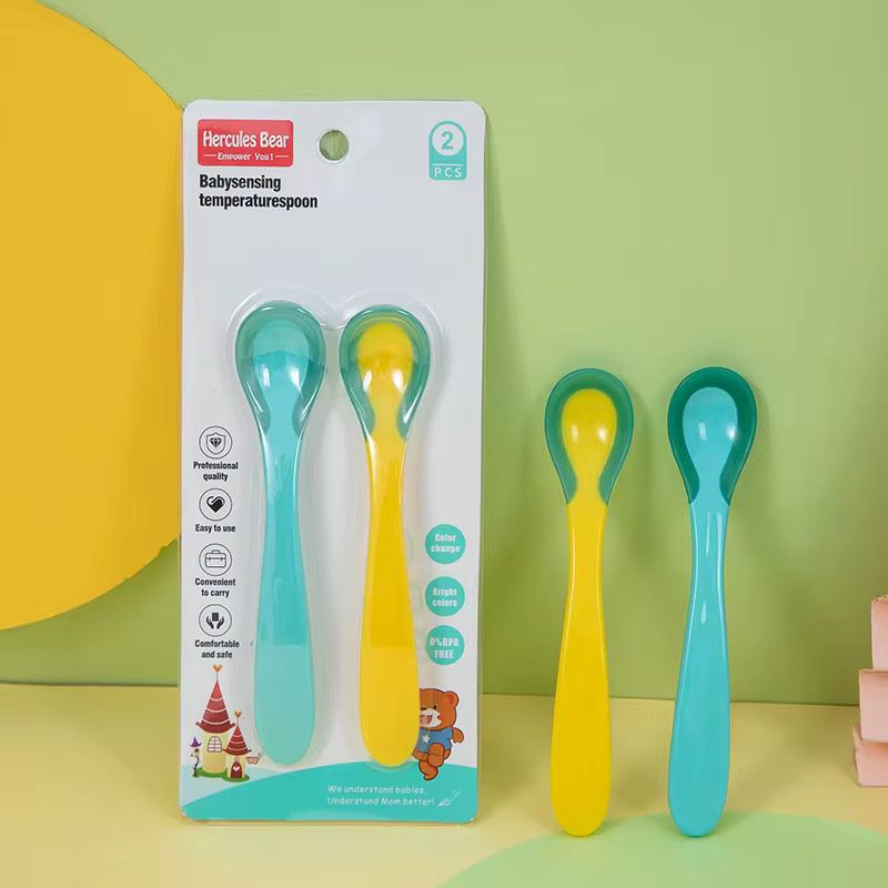 Cuillère Thermosensibles enfants 0 à 3 ans Kit de 2 Cuillères. Bordure souple, détectrice de température.