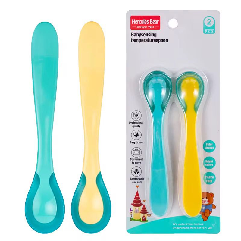 Cuillère Thermosensibles enfants 0 à 3 ans Kit de 2 Cuillères. Bordure souple, détectrice de température.