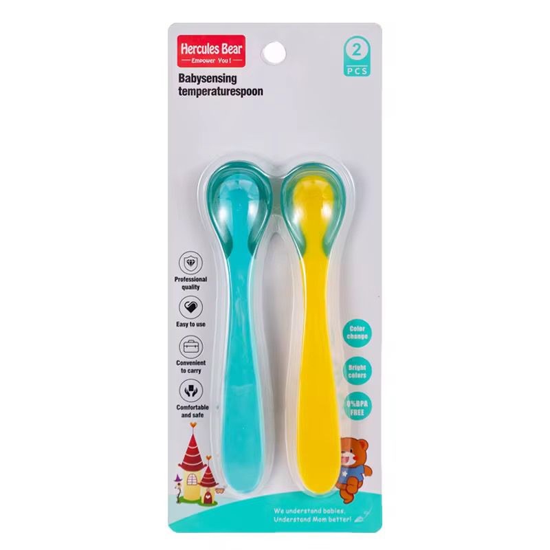 Cuillère Thermosensibles enfants 0 à 3 ans Kit de 2 Cuillères. Bordure souple, détectrice de température.