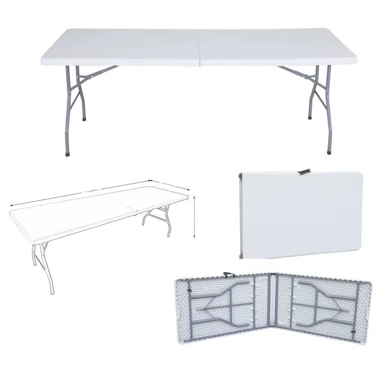 Table pliante en plastique léger, supporte 180kg. 8places