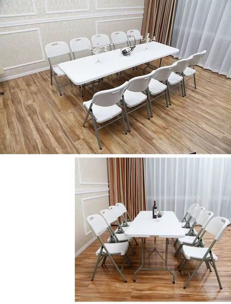 Table pliante en plastique léger, supporte 180kg. 8places