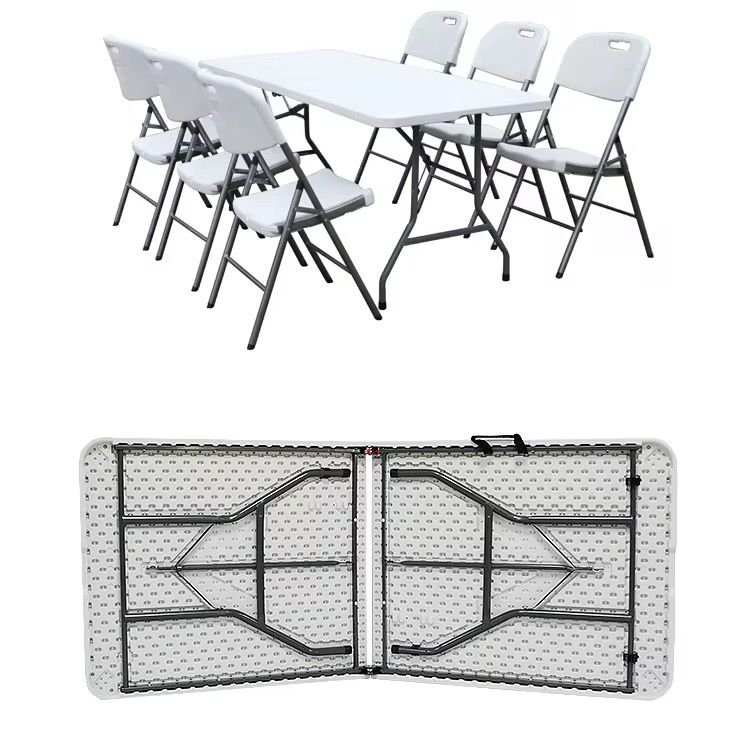 Table pliante en plastique léger, supporte 180kg. 8places