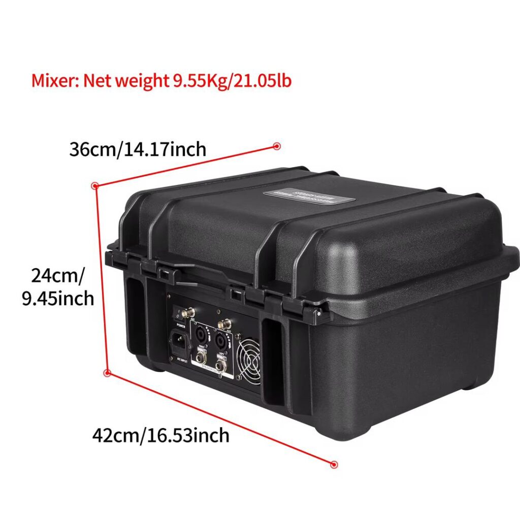 Table de mixage audio alimenté  OEM GT10M 550W 8 canaux, 2 micro sans fil professionnel.