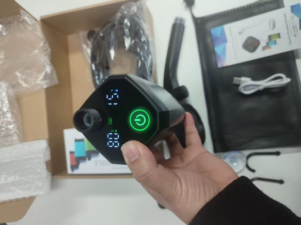 Pompe de douche électrique chargeable 4500mAh, étanche, portable pour voyage, campin, ménage.
