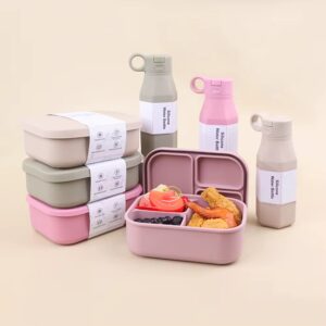Ensemble, Bol de nourriture étanche + bouteille en silicone compatible au micro-ondes et au réfrigérateur, 800ml + Sac