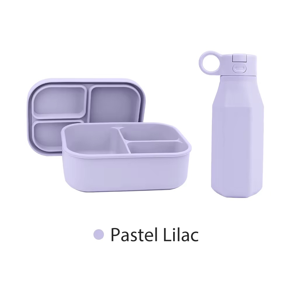 Ensemble, Bol de nourriture étanche + bouteille en silicone compatible au micro-ondes et au réfrigérateur, 800ml + Sac