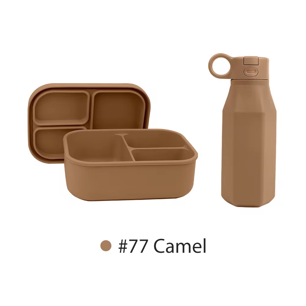 Ensemble, Bol de nourriture étanche + bouteille en silicone compatible au micro-ondes et au réfrigérateur, 800ml + Sac
