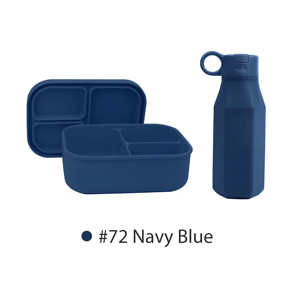 Ensemble, Bol de nourriture étanche + bouteille en silicone compatible au micro-ondes et au réfrigérateur, 800ml + Sac