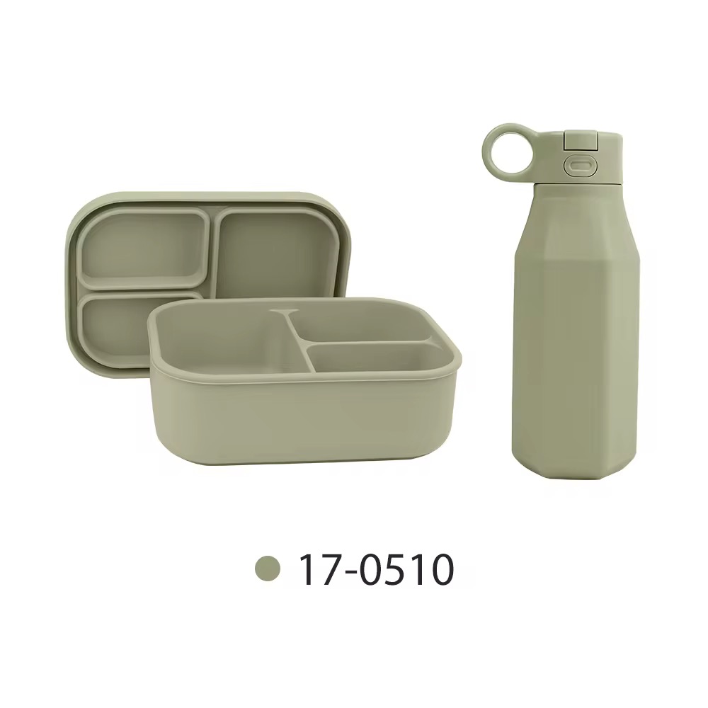 Ensemble, Bol de nourriture étanche + bouteille en silicone compatible au micro-ondes et au réfrigérateur, 800ml + Sac