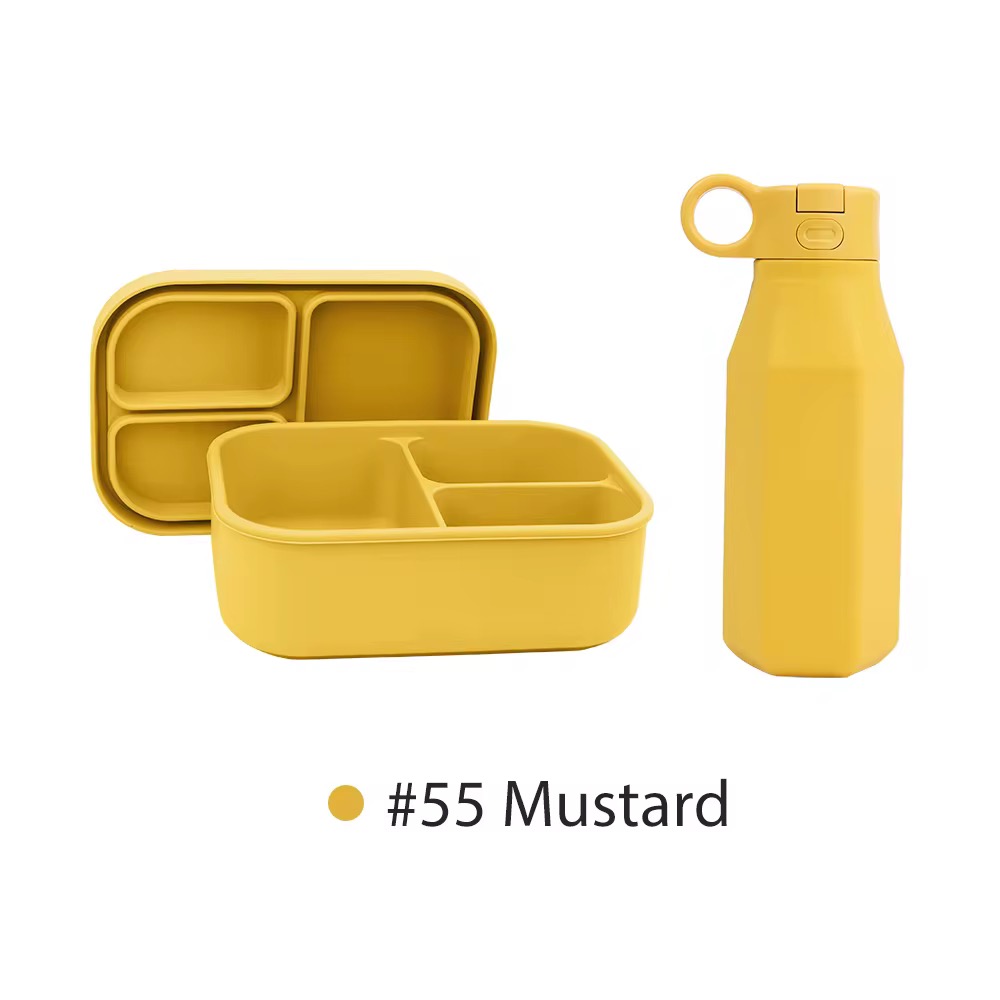 Ensemble, Bol de nourriture étanche + bouteille en silicone compatible au micro-ondes et au réfrigérateur, 800ml + Sac