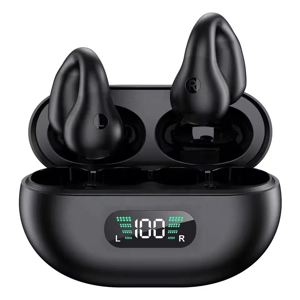 Écouteurs Noirs à Conduction osseuse, Oreille Ouverte, Bluetooth