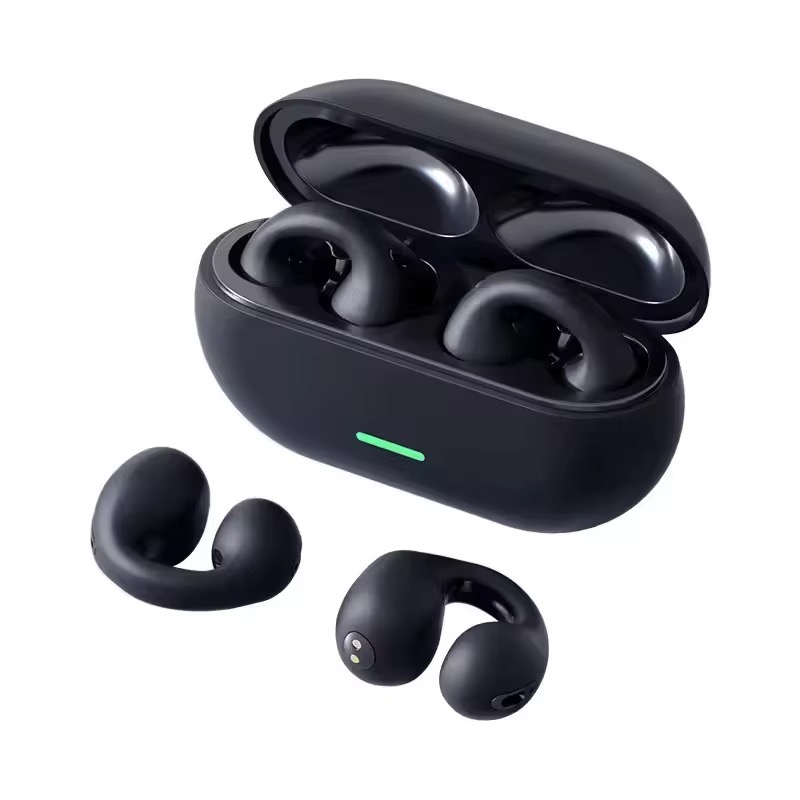 Écouteurs Noirs à Conduction osseuse, Oreille Ouverte, Bluetooth