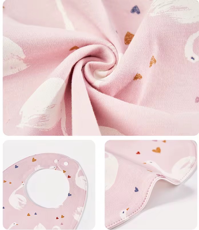 Lot de 6 bavoirs pour enfants, 100% coton  et Impermeable TPU résistant à l’eau. Dessin animé