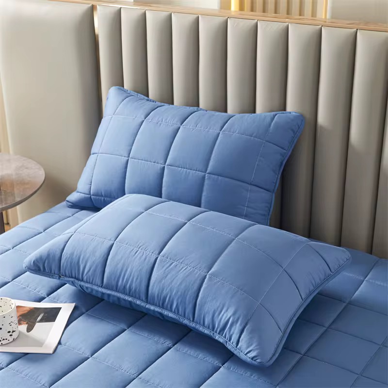 Housse de Matelas Imperméable Matelassé avec 2 Taies, Anti-bactérien, Polyester avec Fermeture Eclair