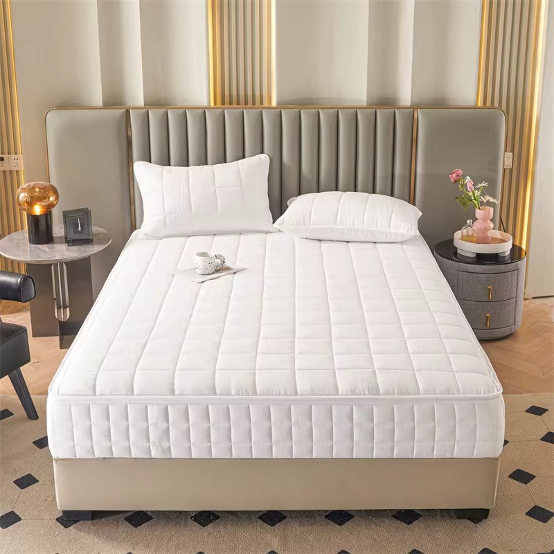 Housse de Matelas Imperméable Matelassé avec 2 Taies, Anti-bactérien, Polyester avec Fermeture Eclair