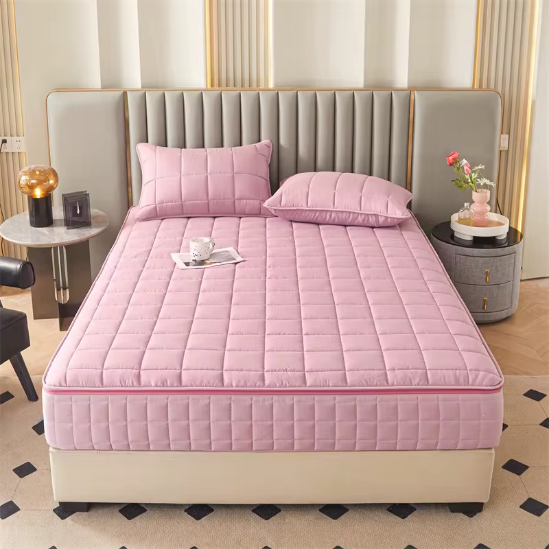 Housse de Matelas Imperméable Matelassé avec 2 Taies, Anti-bactérien, Polyester avec Fermeture Eclair